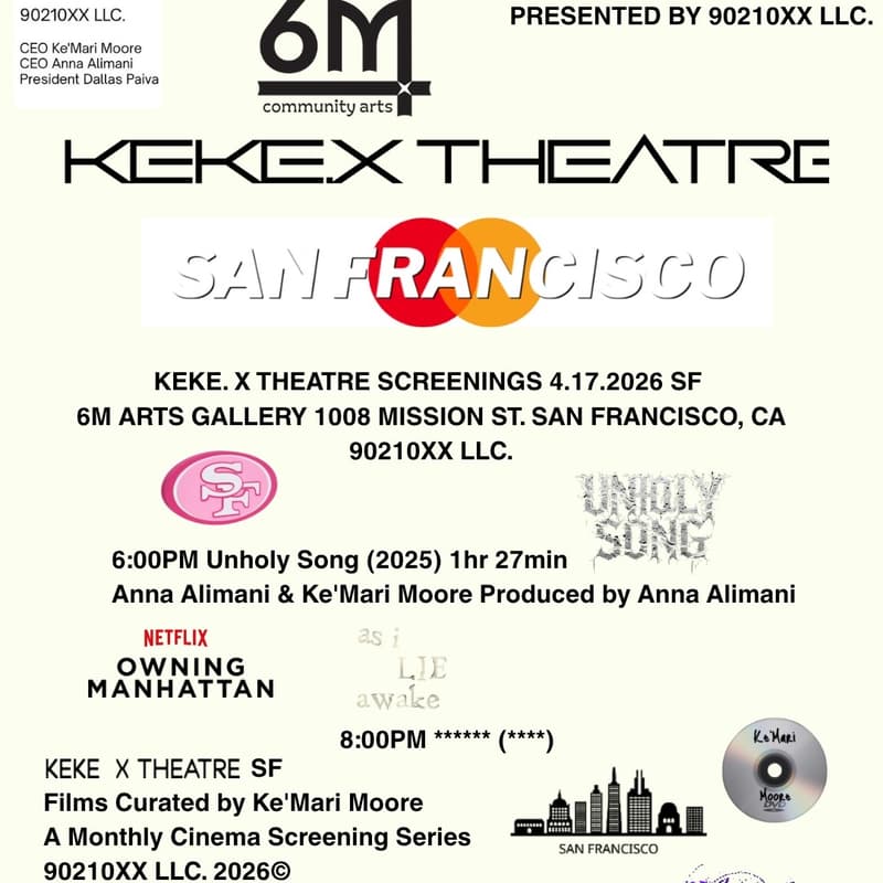 Cover Image for KEKE.X Theatre SF Screening + Book Club 90210XX LLC. 4/17/2026