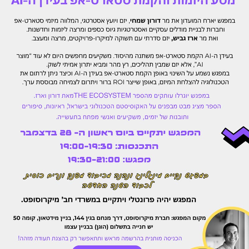 Cover Image for מפגש מועדון היזמות 28/12