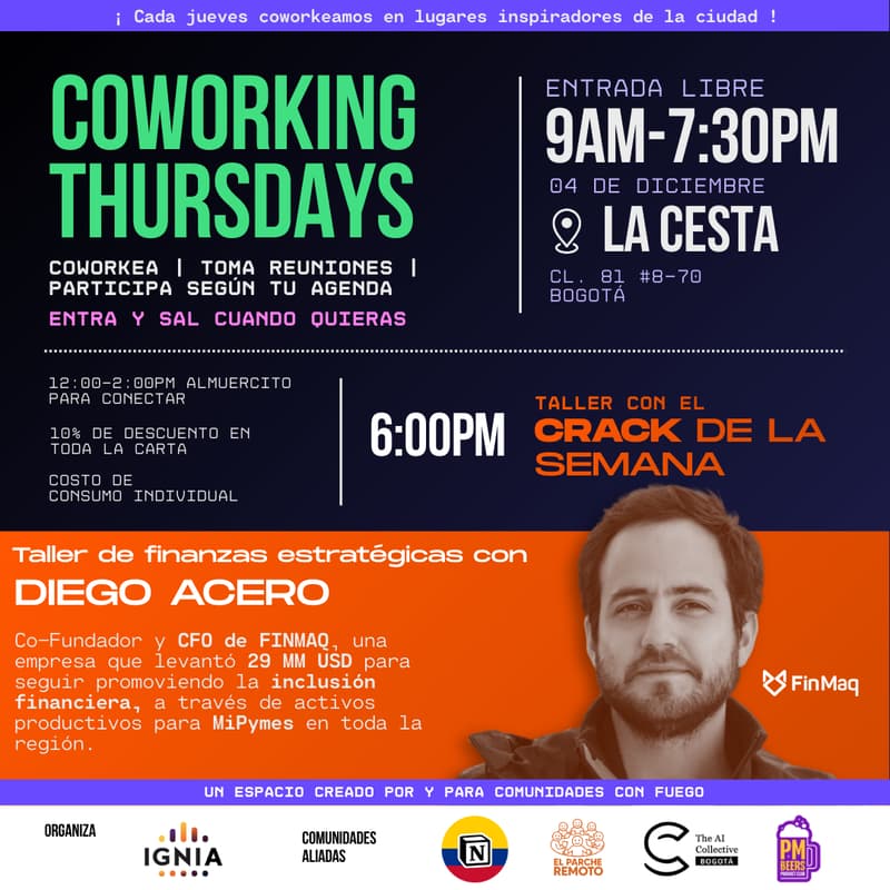 Cover Image for CoWorking Thursdays - Jueves 04 de Diciembre