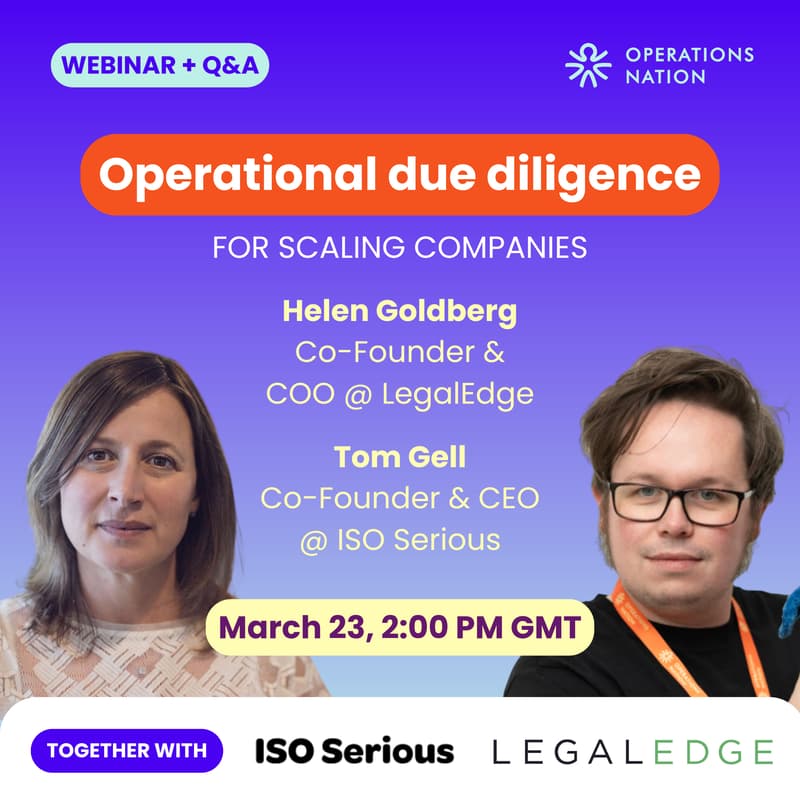 Cover Image for Operational due diligence for scaling companies: legal, compliance & tech