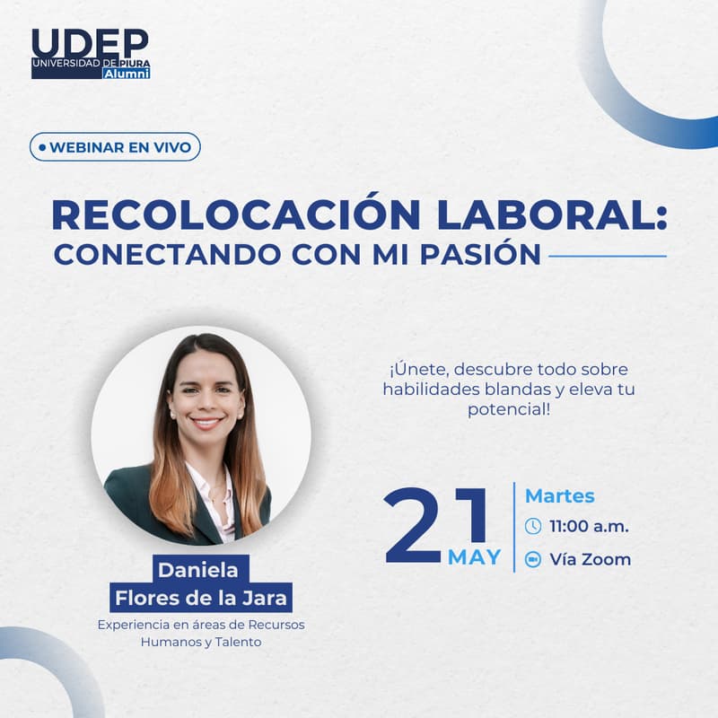 Cover Image for Webinar Alumni UDEP | Recolocación Laboral: Conectando con mi pasión