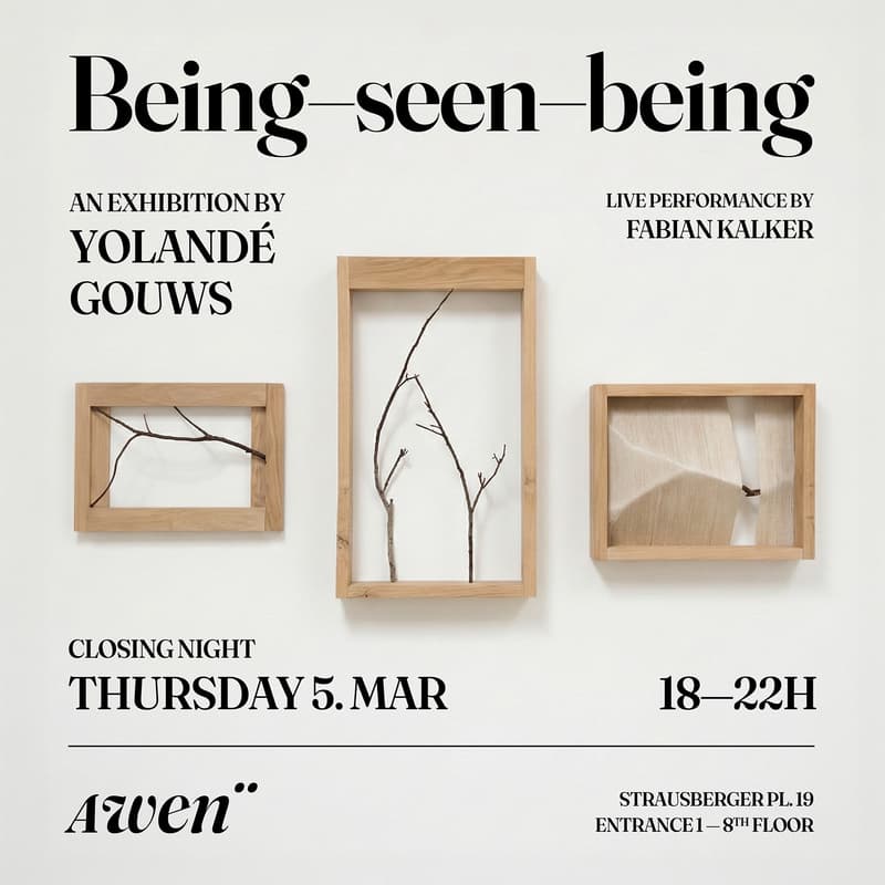 Cover Image for Closing Night – Being-seen-being: an Exhibition by Yolandé Gouws (With Live Performance by Fabian Kalker)