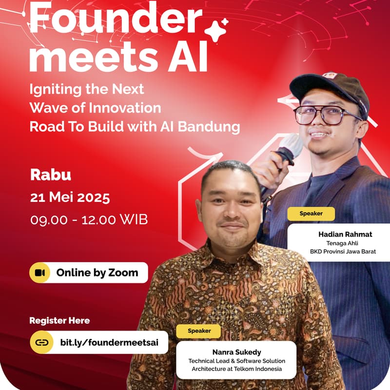 Gambar Sampul untuk Webinar [Road To Build with AI] Founder Meets AI: Igniting the Next Wave of Innovation
