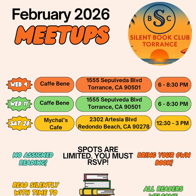 Cover Image for *RSVP REQUIRED* Silent Book Club Torrance @ Mychal's Cafe 2/28