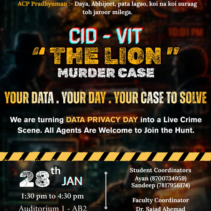 Cover Image for CID–VIT: DATA PRIVACY DAY 2026 🕵️‍♂️💻
