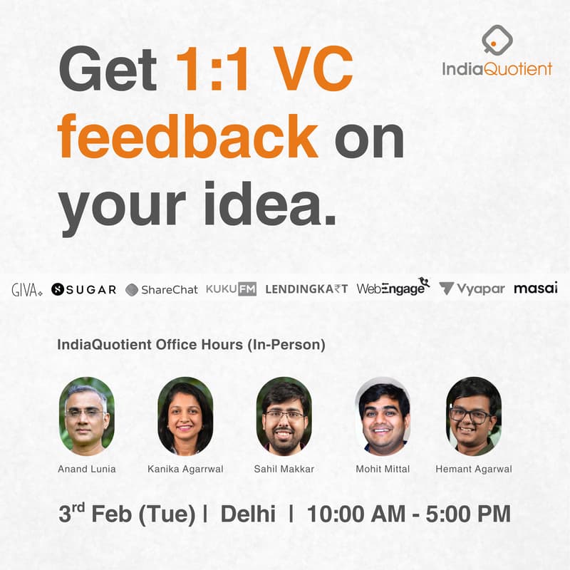 Cover Image for 1:1 With a VC - IndiaQuotient Office Hours