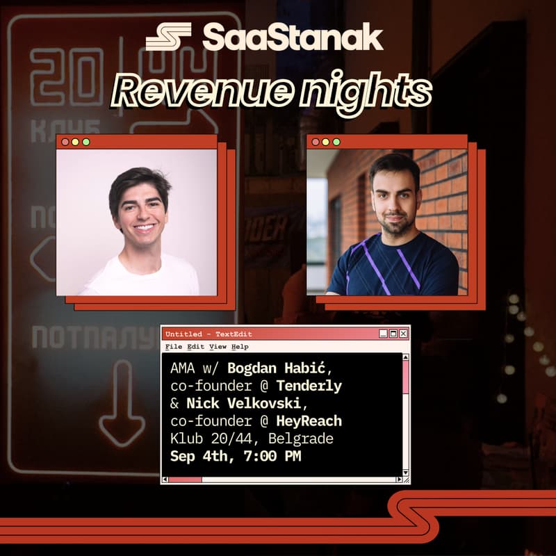 Cover Image for Revenue nights: AMA w/ Bogdan Habić & Nick Velkovski @ Klub 20/44, Belgrade