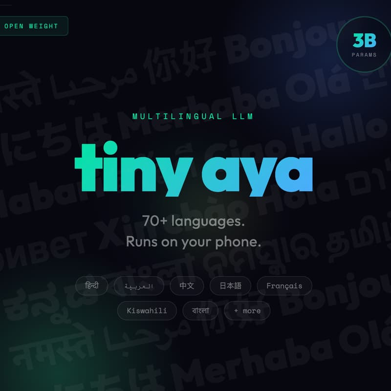 Cover Image for Tiny Aya: Building the most capable multilingual open weight 3B model