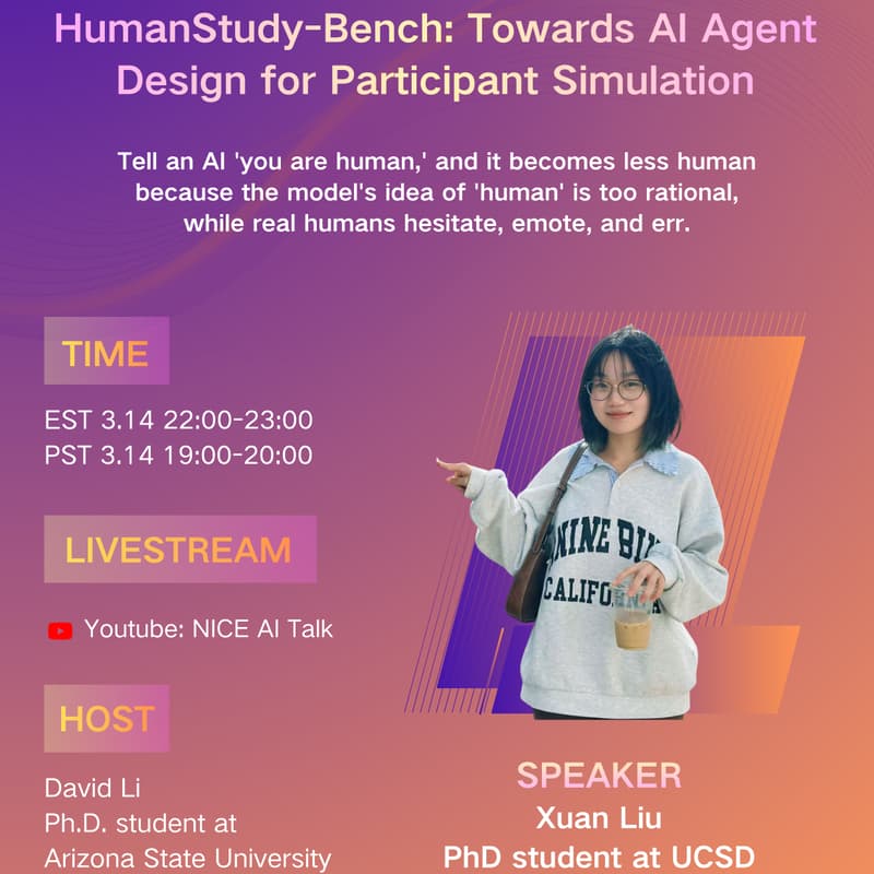 Cover Image for HumanStudy-Bench: Towards AI Agent Design for Participant Simulation