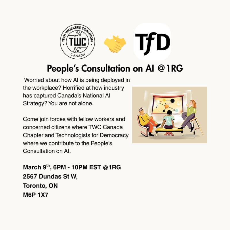 Cover Image for People's Consultation on AI - TWC Canada 🤝 TfD @ 1RG
