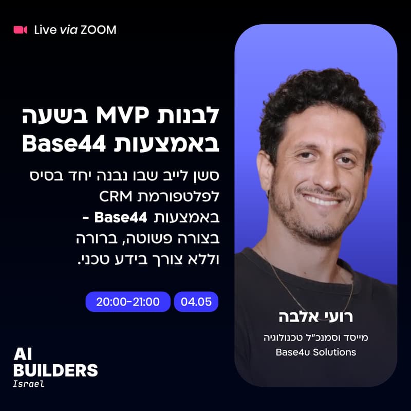 Cover Image for לבנות מוצר בשעה באמצעות בייס44