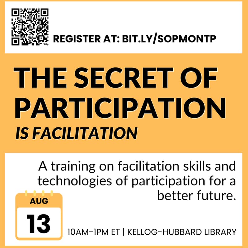 Cover Image for The Secret to Participation (is Facilitation) - a workshop!