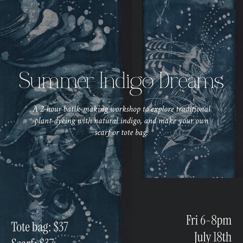 Cover Image for 🌀 Indigo Dream – Batik Workshop with Rainee 🌀 | Friday 6–8 PM