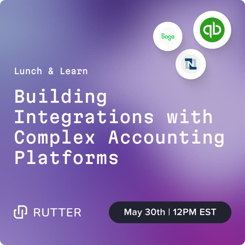 Cover Image for Lunch & Learn with Rutter: How to build an accounting integration 101