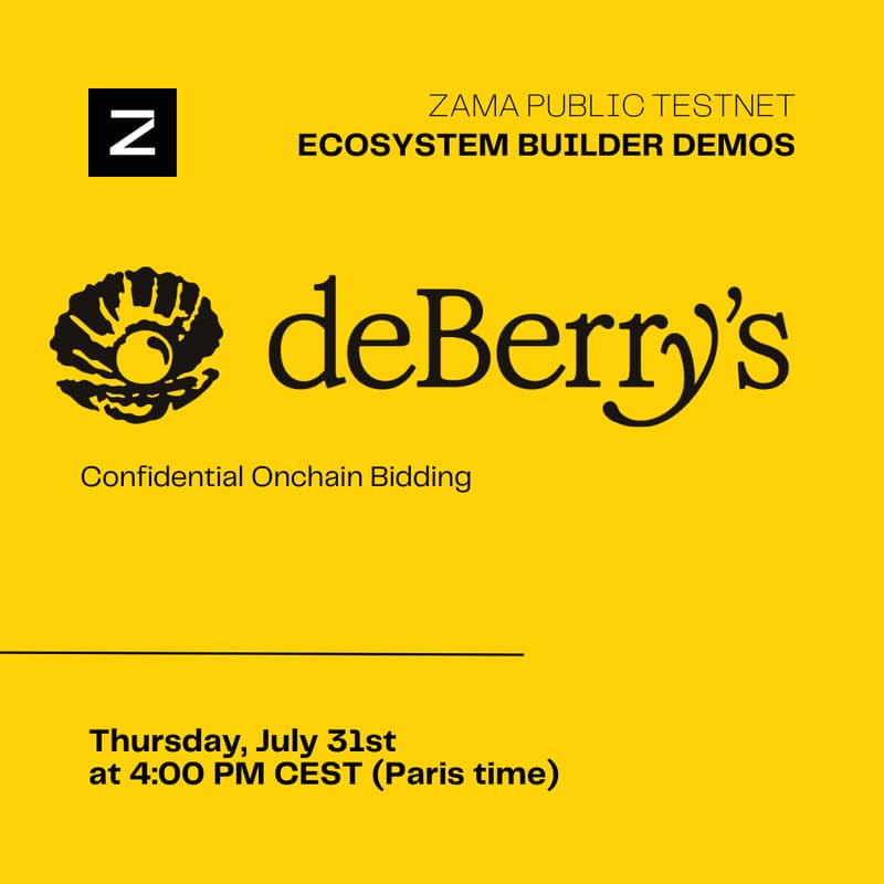 Cover Image for Zama Ecosystem Builder Demos: deBerry's