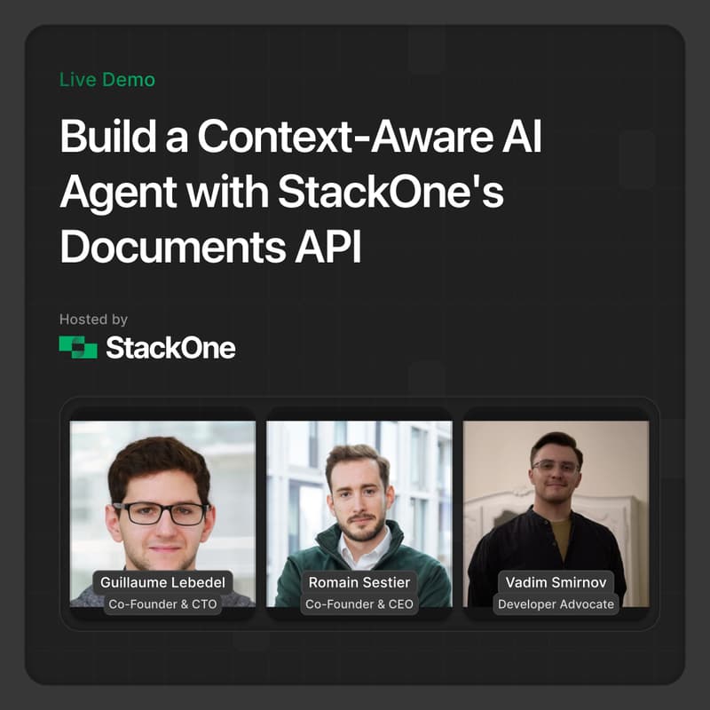 Cover Image for 🚀 Product Launch & Live Demo: How to Build a Context-Aware AI Agent with StackOne's Documents API