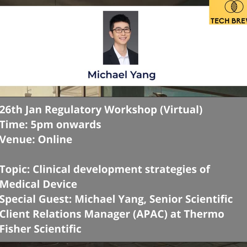 Cover Image for [POSTPONED] "Clinical Development Strategies - US Medical Device"- A Tech Brews Regulatory workshop (Health & Bio)