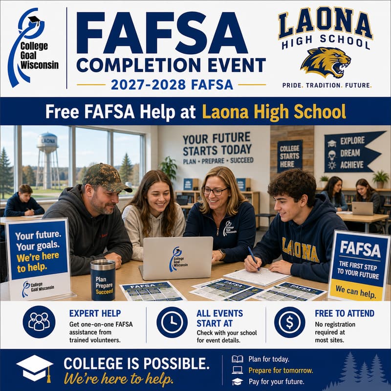 Cover Image for College Goal Wisconsin — Free FAFSA Help at Laona High School