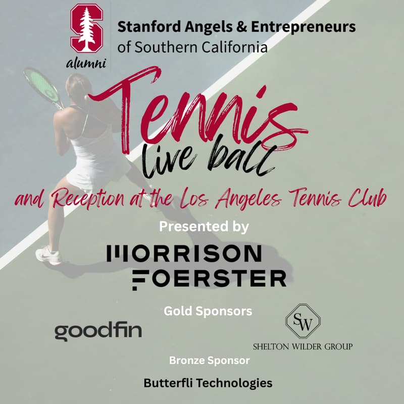 Cover Image for Stanford Angels & Entrepreneurs of SoCal Tennis (Live Ball) + Reception Presented by Mofo
