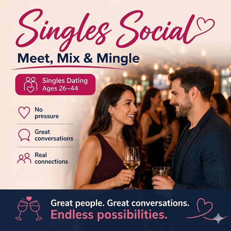Cover Image for Singles Social — Meet, Mix & Mingle Singles Dating Ages 26–44