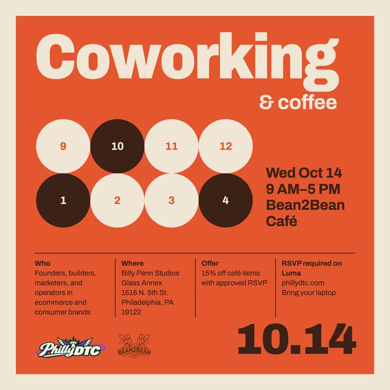 Cover Image for Coworking (& coffee) w. PhillyDTC at Bean2Bean