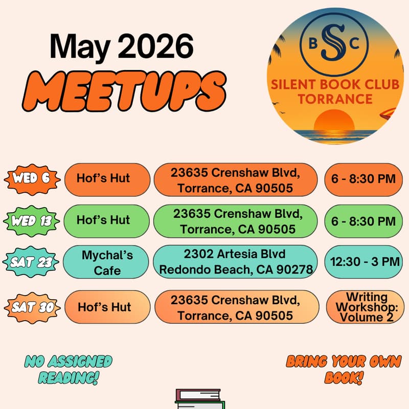 Cover Image for *RSVP REQUIRED* Silent Book Club Torrance @ Mychal's Cafe 5/23