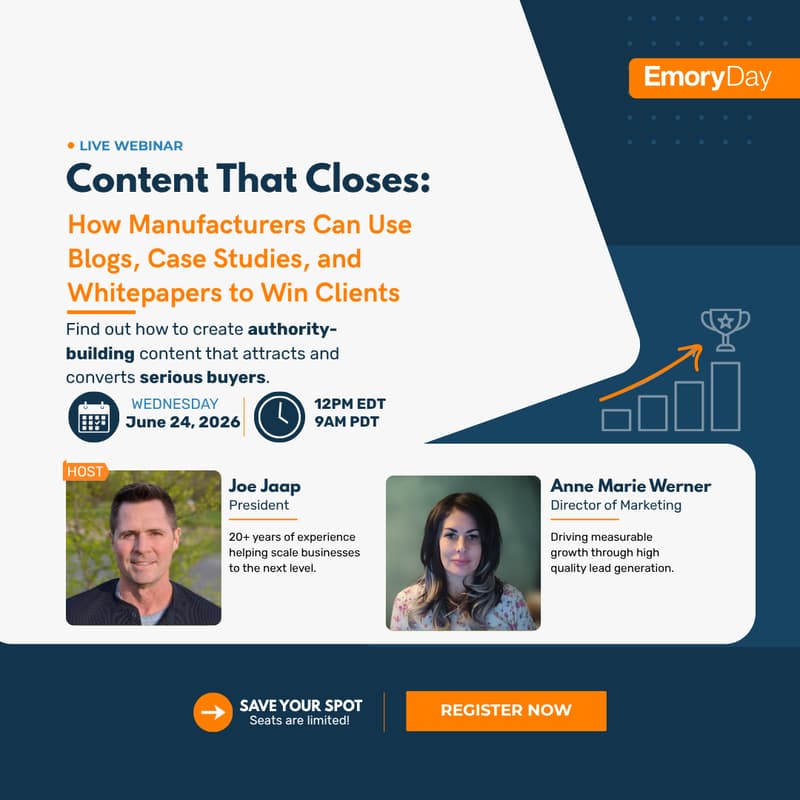 Cover Image for How Manufacturers Can Use Blogs, Case Studies, and Whitepapers to Win Clients
