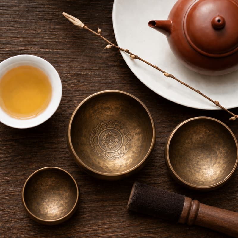 Cover Image for Tea & Tibetan Singing Bowls: A Slow-Down Session