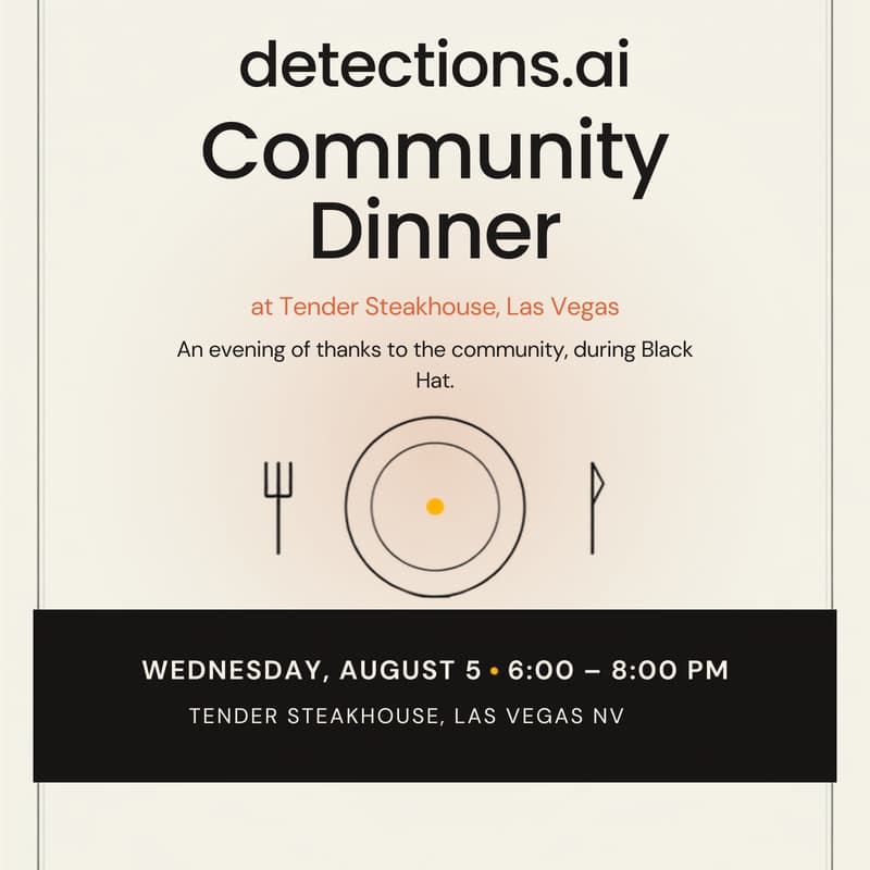 Cover Image for detections.ai Community Dinner at Tender