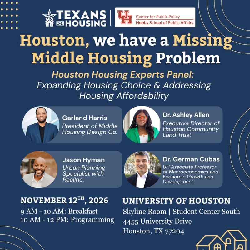 Cover Image for Missing Middle Housing: Experts Panel, Hosted by Texans for Housing