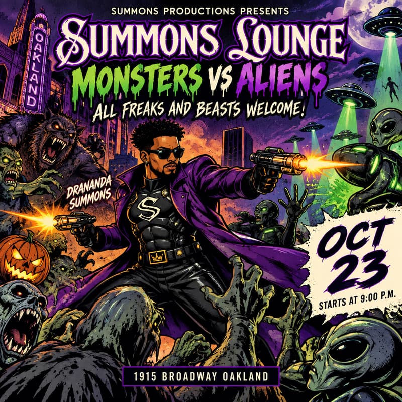 Cover Image for Summons Lounge Friday “Monsters Vs. Aliens”