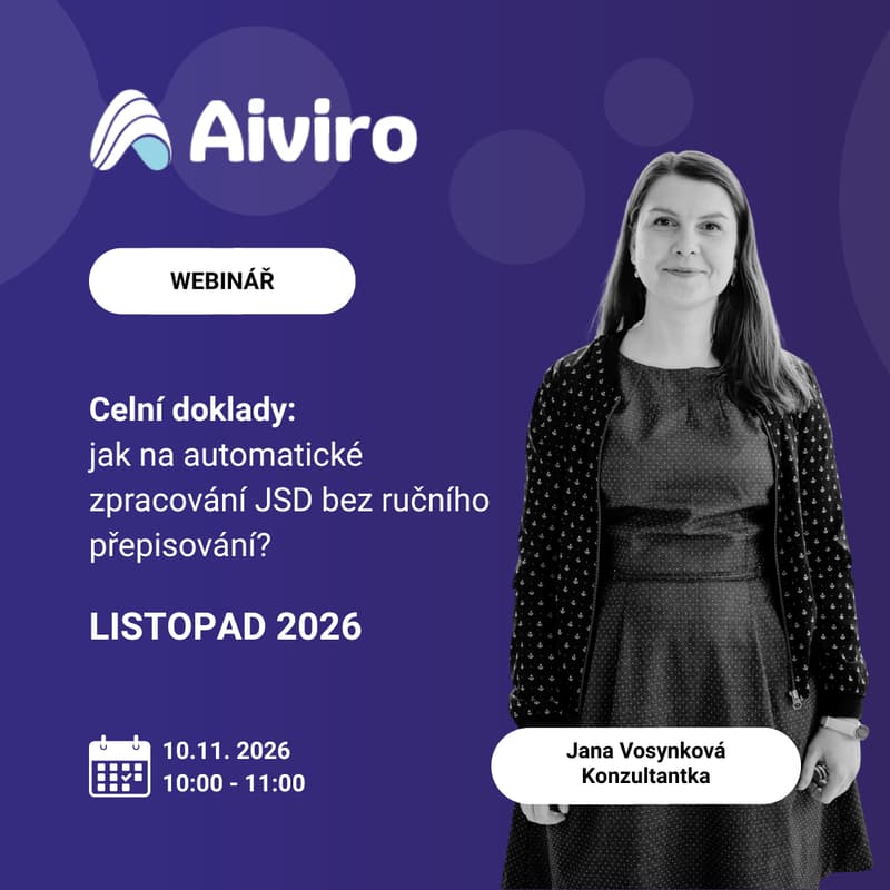 Cover Image for Aiviro webinář - Celní doklady JSD bez ručního přepisování