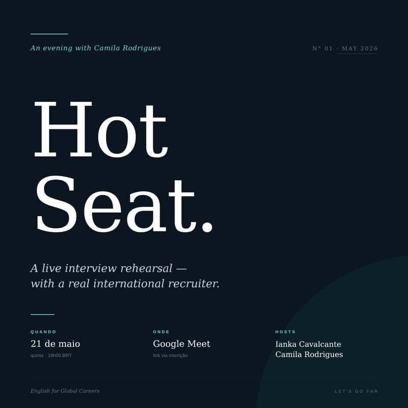 Cover Image for Hotseat: Simulação de Entrevista em Inglês — Ao Vivo