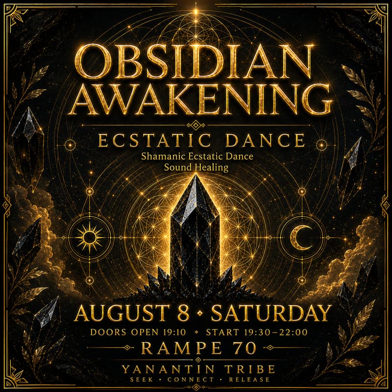 Cover Image for ECSTATIC DANCE PARTY ZÜRICH · SOUND HEALING · OBSIDIAN AWAKENING · TRIBAL · WORLD MUSIC · BAREFOOT · MOVEMENT MEDICINE · DANCE MEDITATION