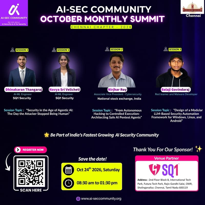 Cover Image for AI-SEC COMMUNITY October Summit 2026 | Chennai Chapter