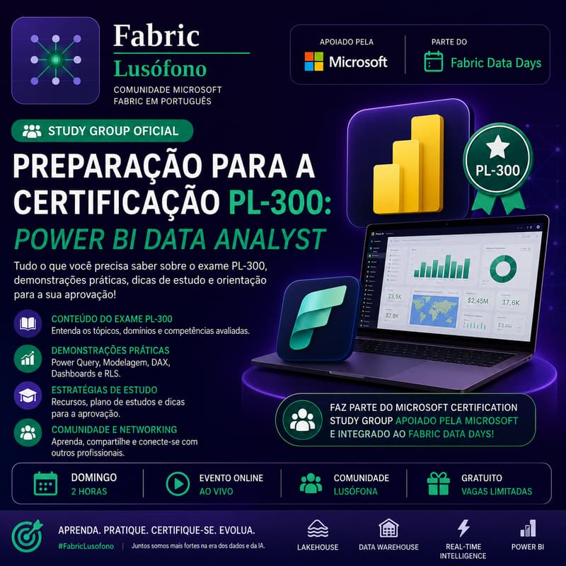 Cover Image for Série de Certificações Microsoft Data Days #1: Preparação para o Exame PL-300 (Power BI Data Analyst)