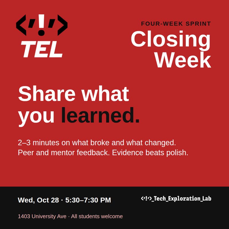 Cover Image for Four-Week Sprint · Closing Week: Share What You Learned