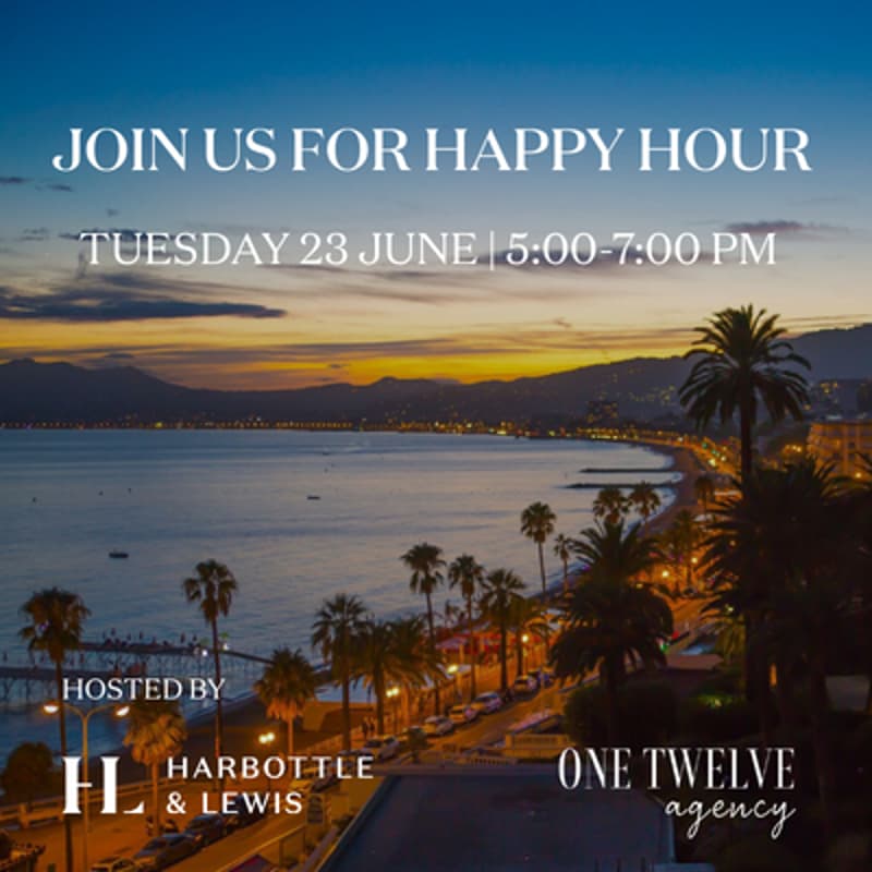 Cover Image for One Twelve Agency x Harbottle & Lewis | Cannes Lions Drinks