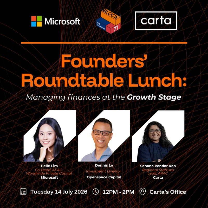 Cover Image for Founders' Roundtable Lunch: Managing Finances at the Growth Stage