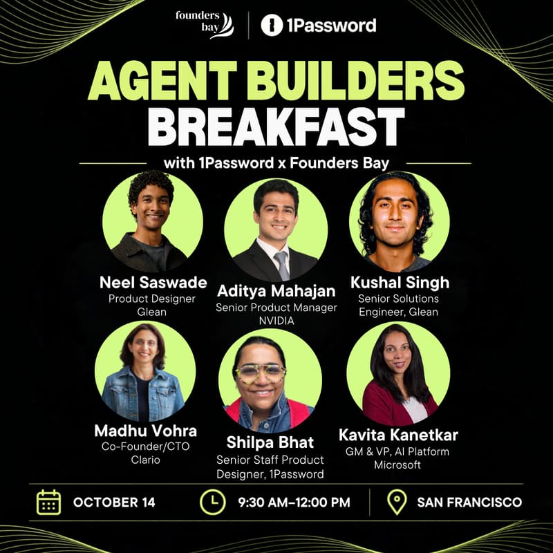 Cover Image for Agent Builders Breakfast with 1Password x Founders Bay @ Tesla