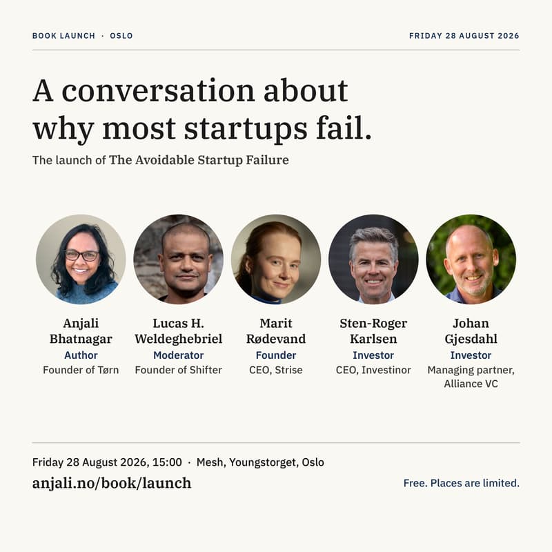 Cover Image for The Avoidable Startup Failure: book launch and Conversation