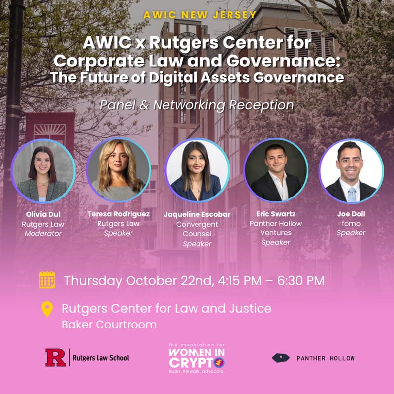 Cover Image for AWIC x Rutgers Center for Corporate Law and Governance: The Future of Digital Asset Governance