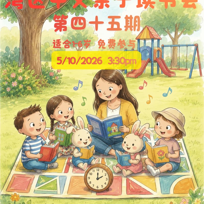 湾区中文亲子读书会 · 第四十五期 的封面图片