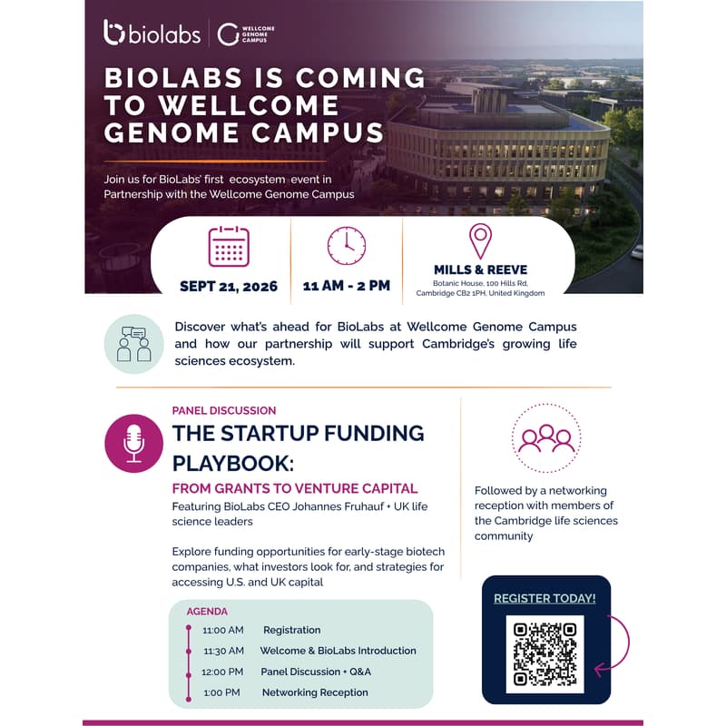 Cover Image for BioLabs is coming to Wellcome Genome Campus!
