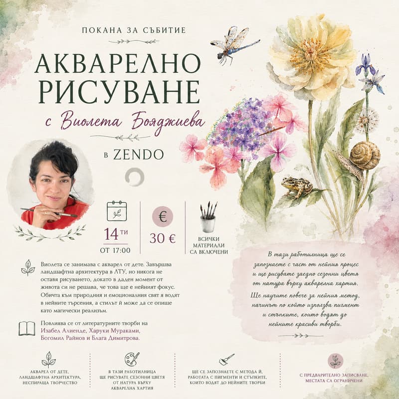 Cover Image for Акварелно рисуване на цветя с Виолета Бояджиева