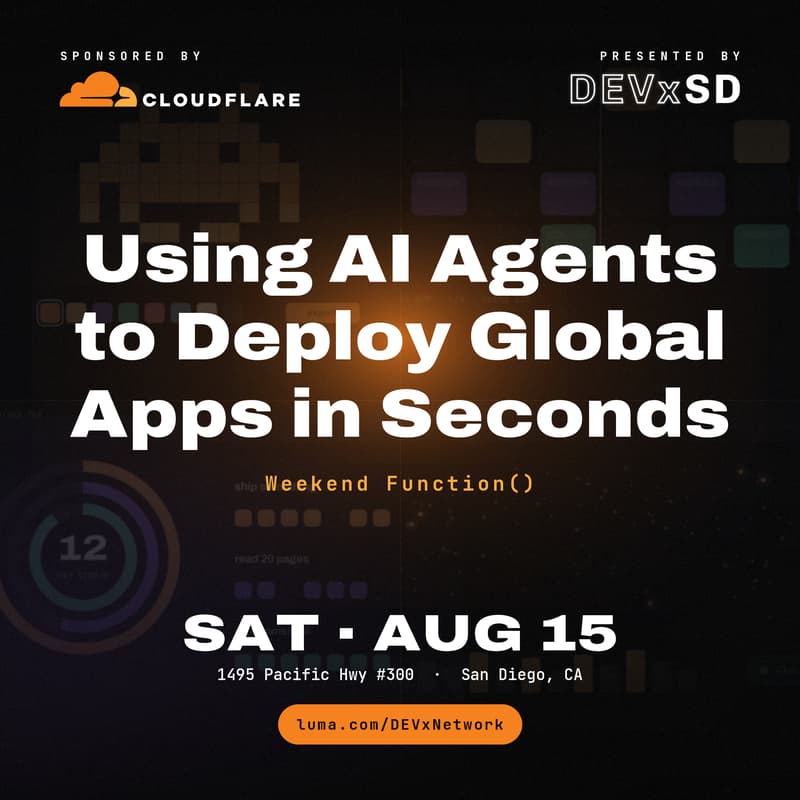 Cover Image for Using AI Agents to Deploy Global Apps in Seconds - Weekend Function() { Software Developer Meetup }