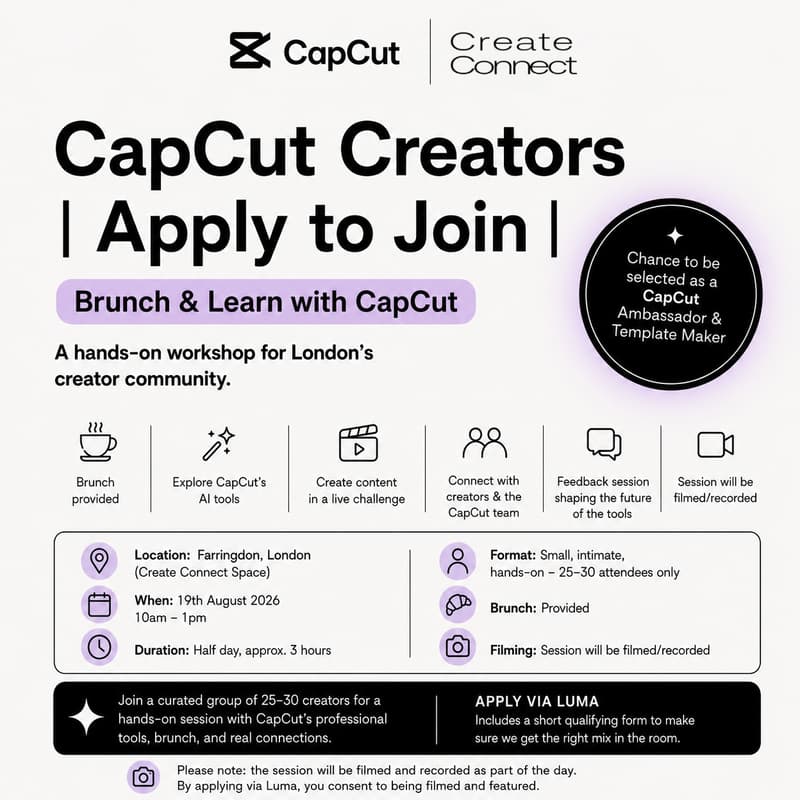 Cover Image for CapCut Creators | Apply to Join | Brunch & Learn with CapCut
