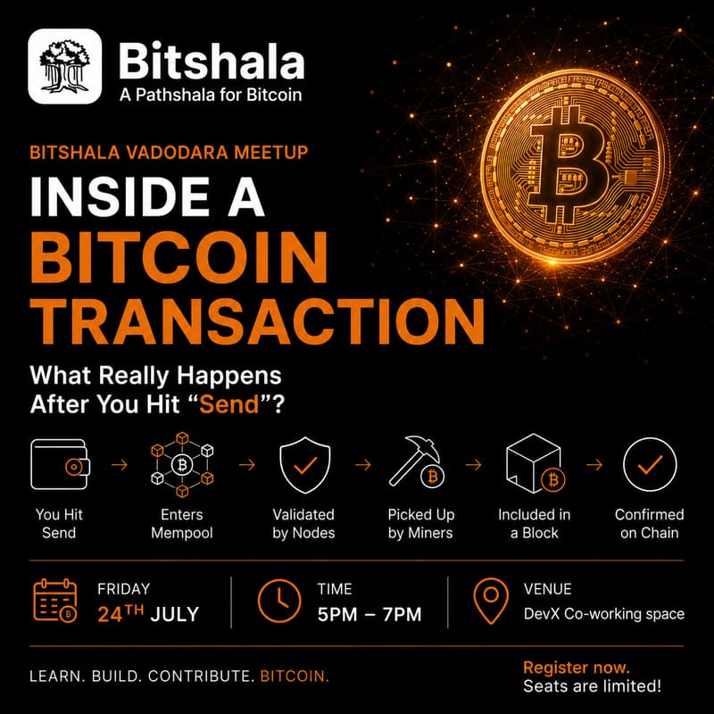 Cover Image for Inside a Bitcoin Transaction: What Really Happens After You Hit "Send"? | Vadodara Meetup