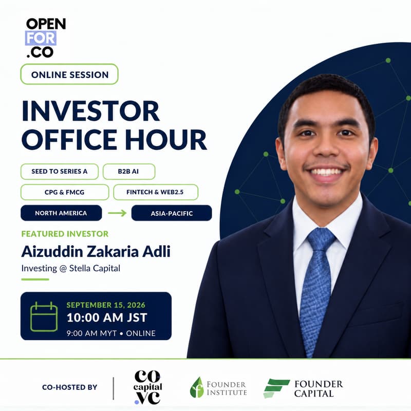 Cover Image for Investor Office Hour with Stella Capital : How to Get Your Startup Noticed by Global VCs