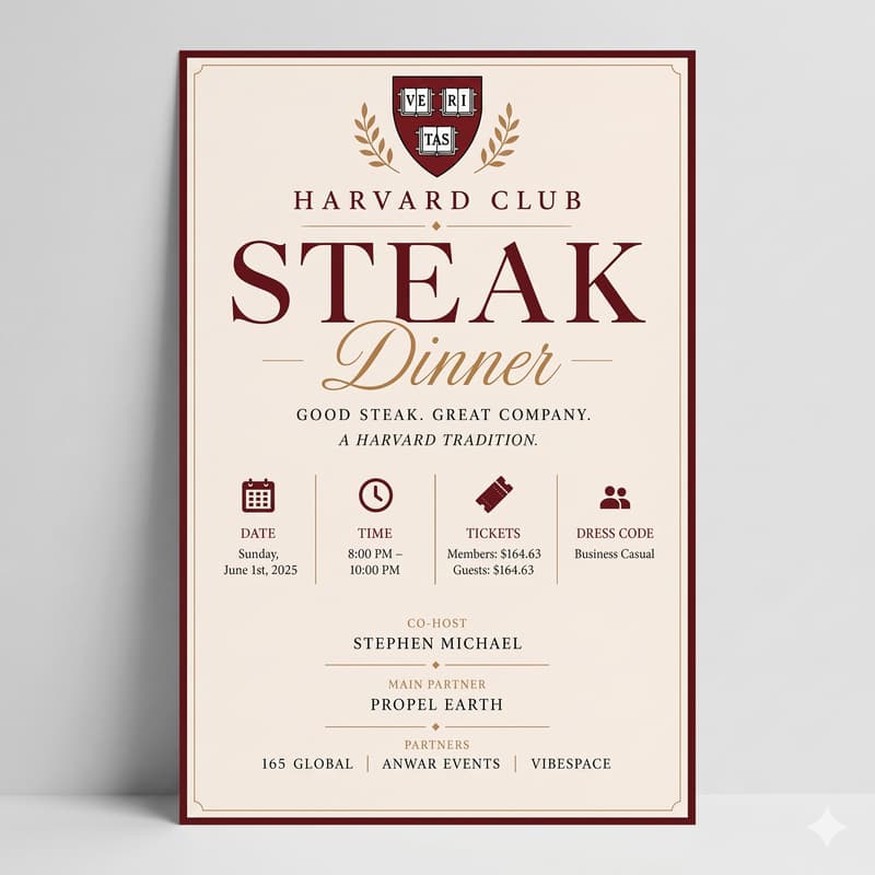 Cover Image for Steak Dinner at the Harvard Club
